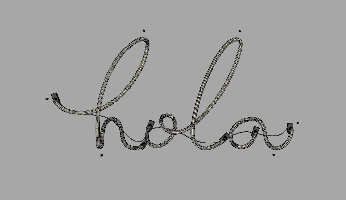 Hola - Neon Sign 3D model_7