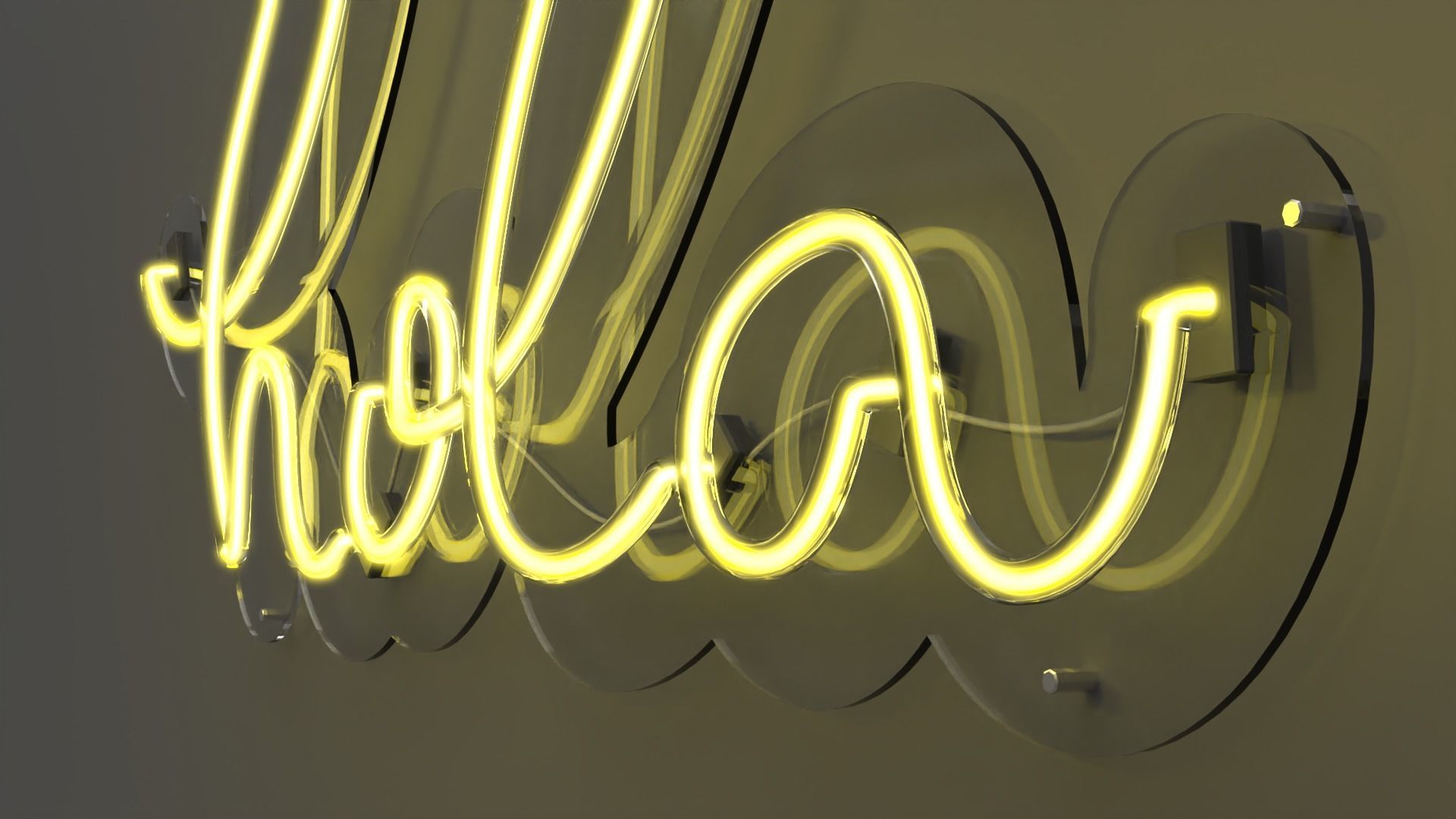 Hola - Neon Sign 3D model_4