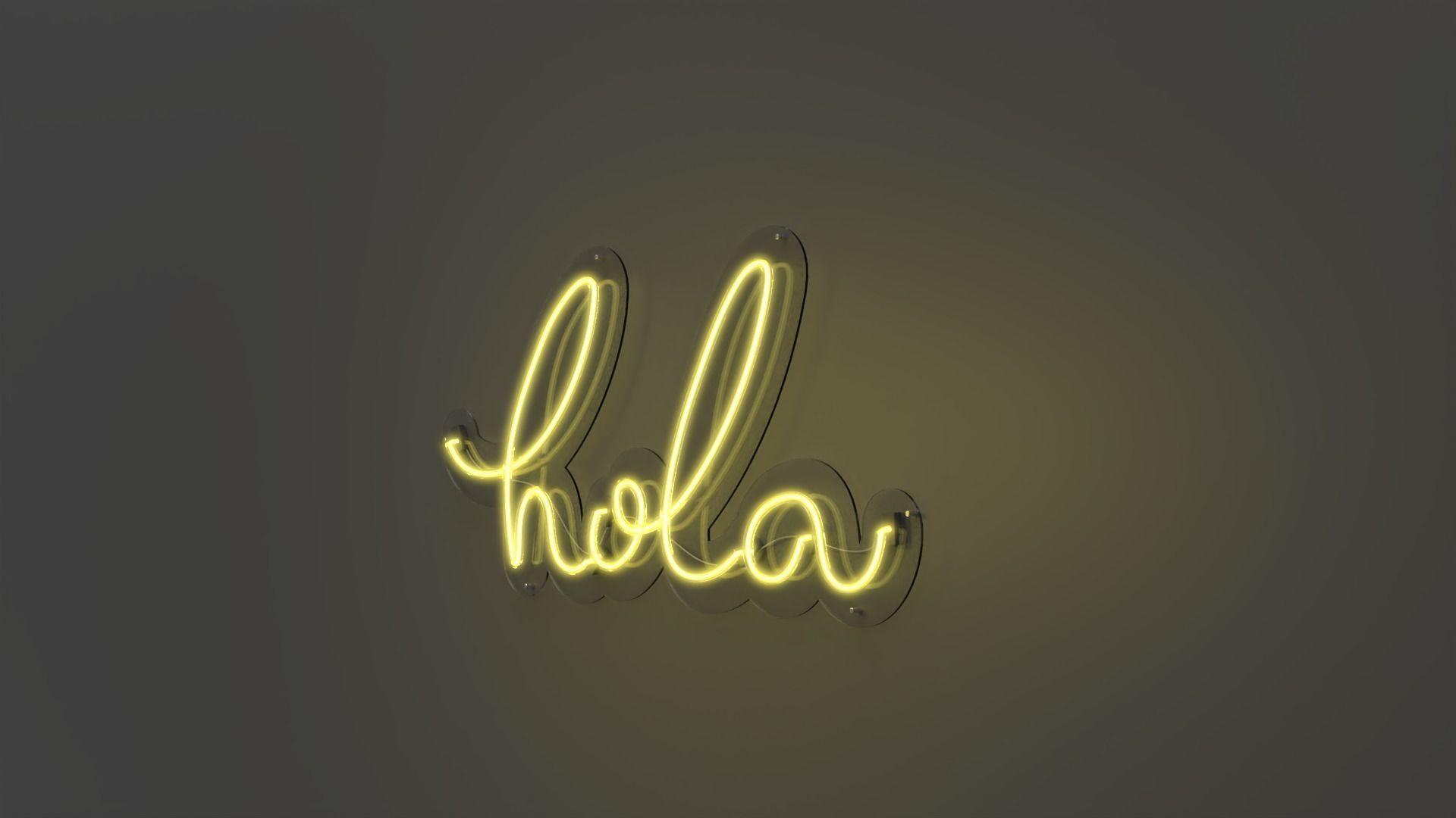 Hola - Neon Sign 3D model_3