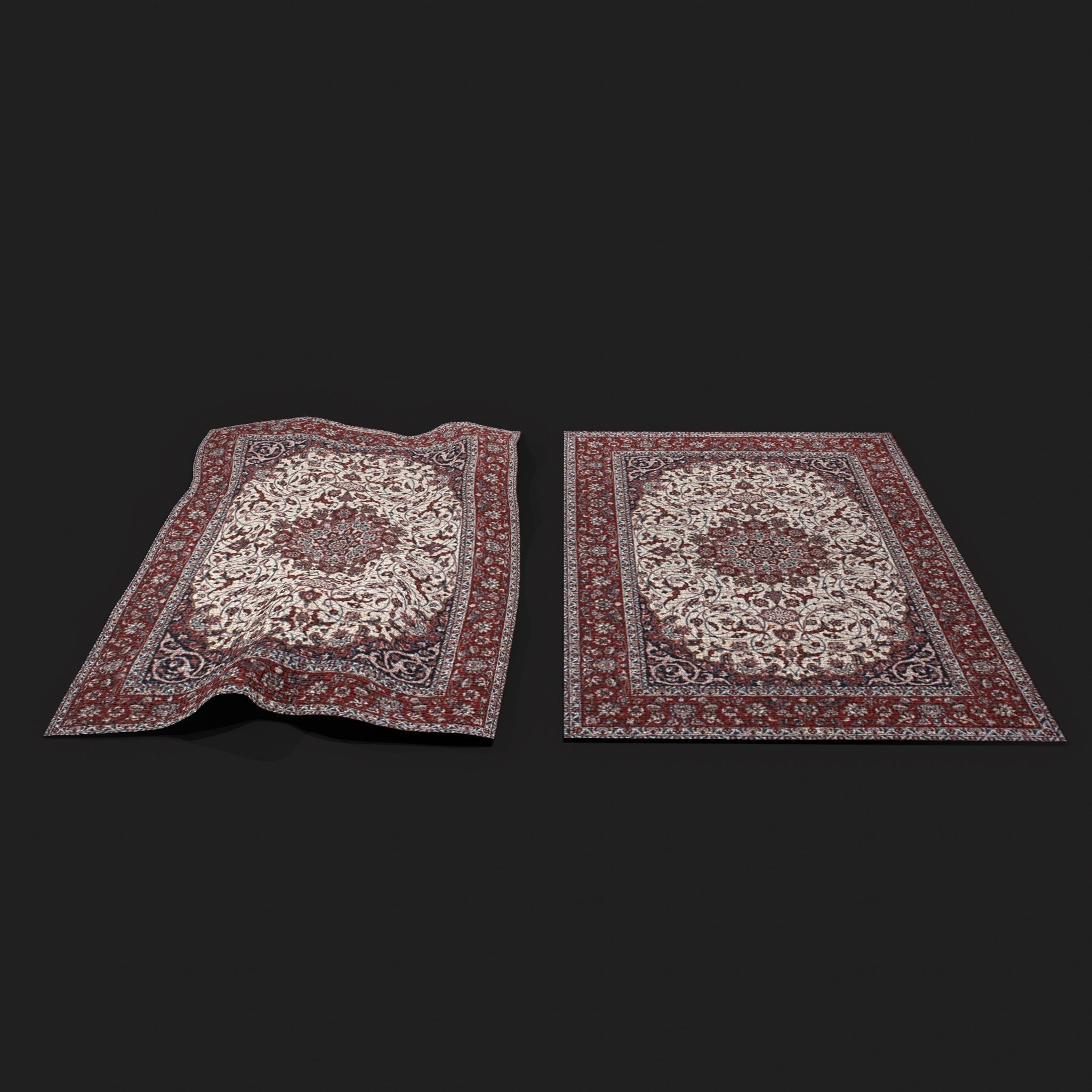 Persian Carpet Design Two Low-poly 3D model_3