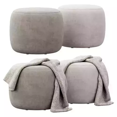 Wide Velvet Round Footstool Ottoman by Gardeco