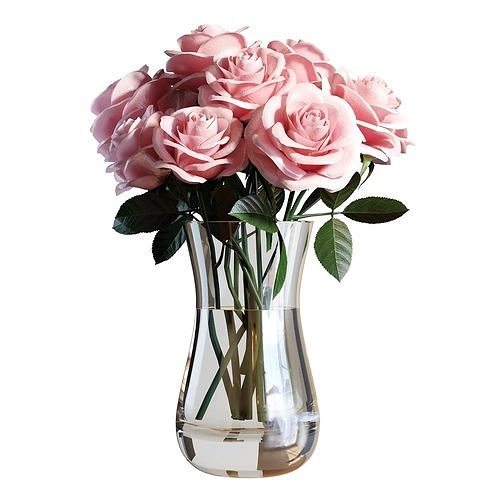 Flower Set 02 - Pink Roses Bouquet 3D model