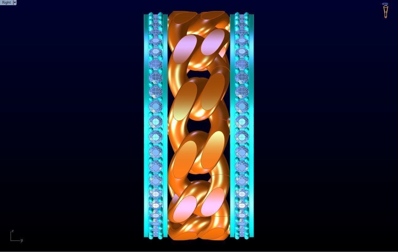 Chain Diamond ring - Miami Cuban ring - N8531A size 6 3D print model_14