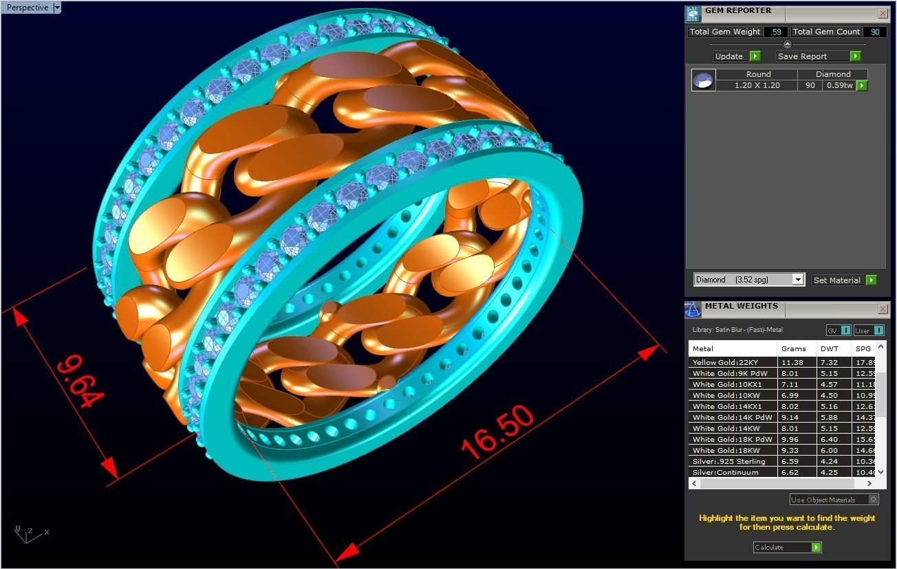 Chain Diamond ring - Miami Cuban ring - N8531A size 6 3D print model_10