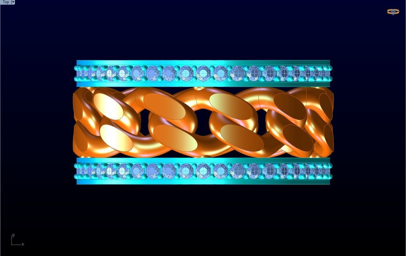 Chain Diamond ring - Miami Cuban ring - N8531A size 6 3D print model_15