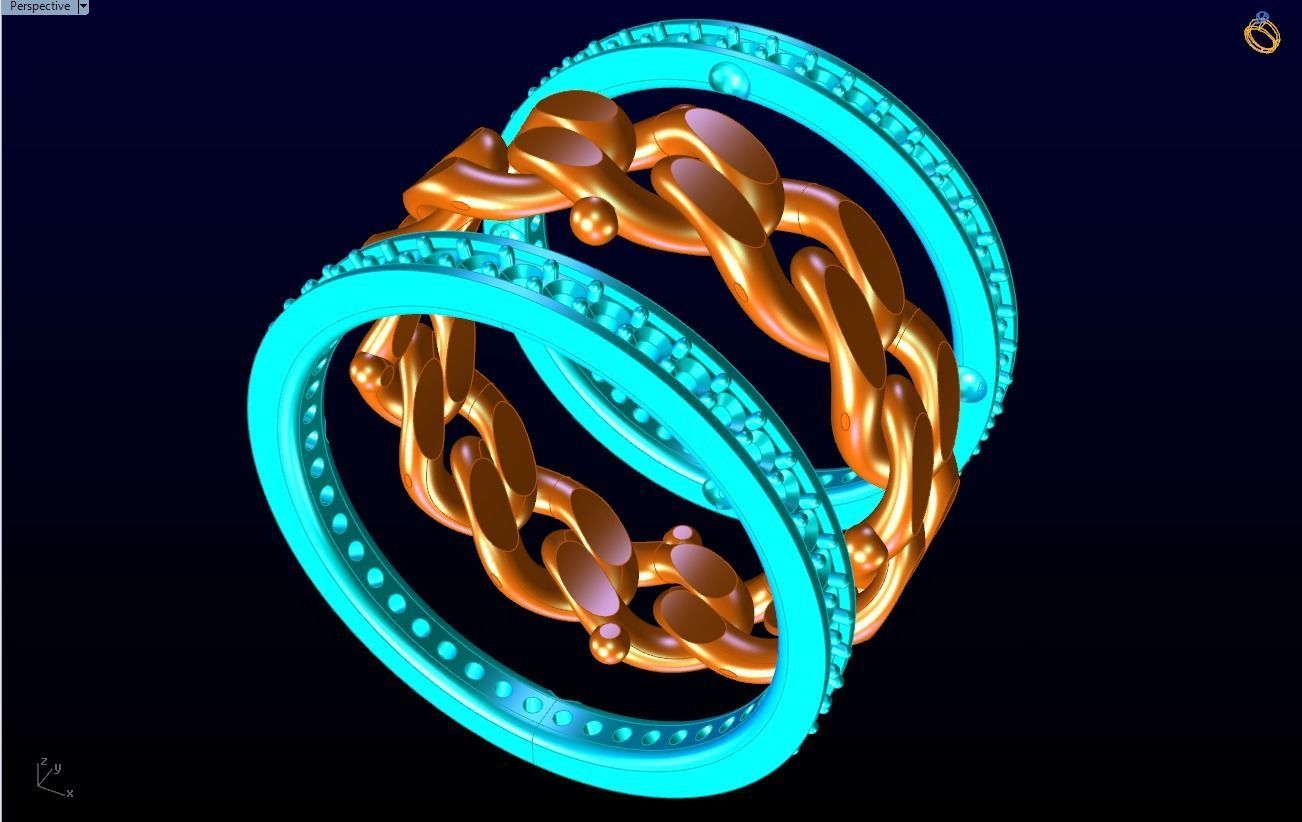 Chain Diamond ring - Miami Cuban ring - N8531A size 6 3D print model_11