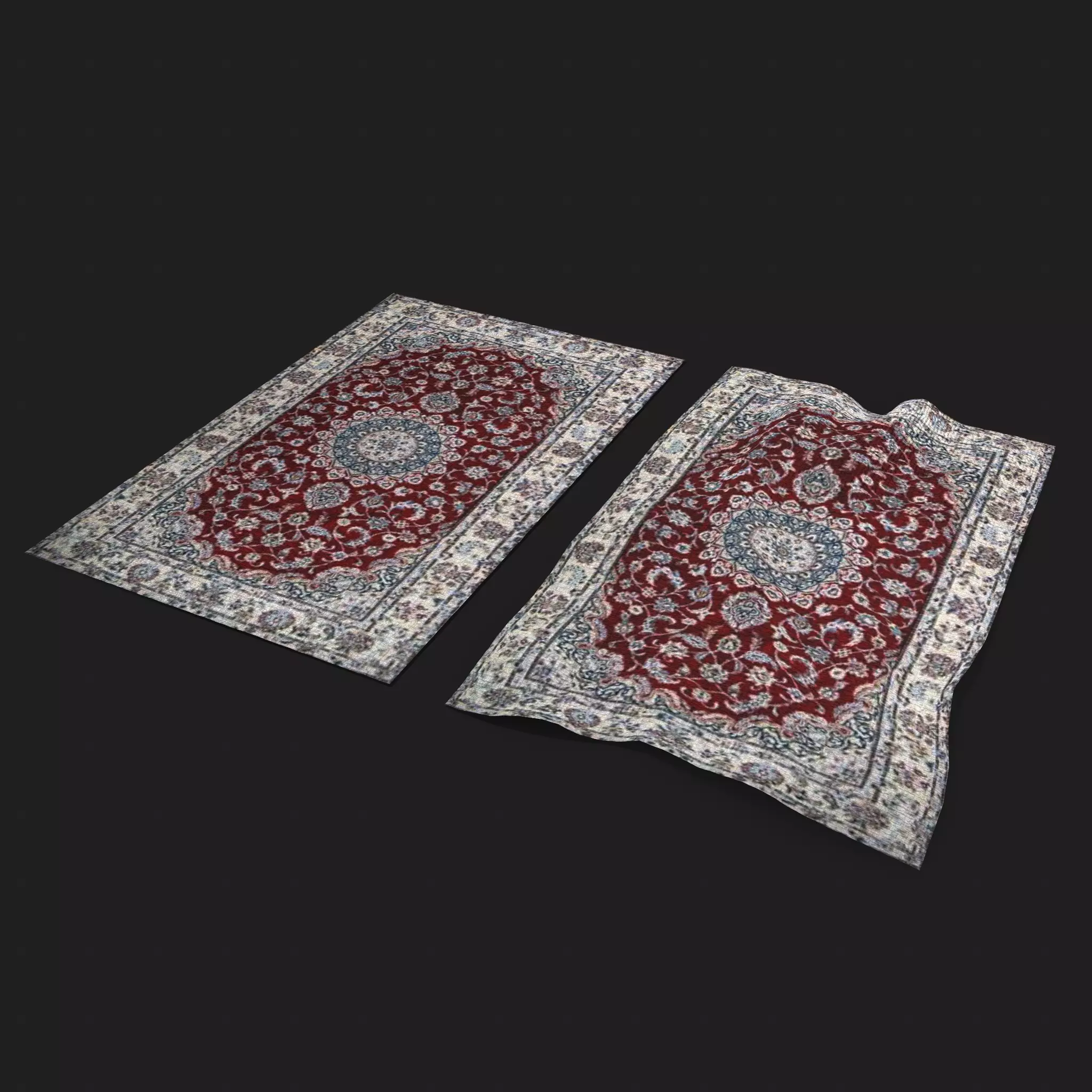 Persian Carpet Design Three Low-poly 3D model_0