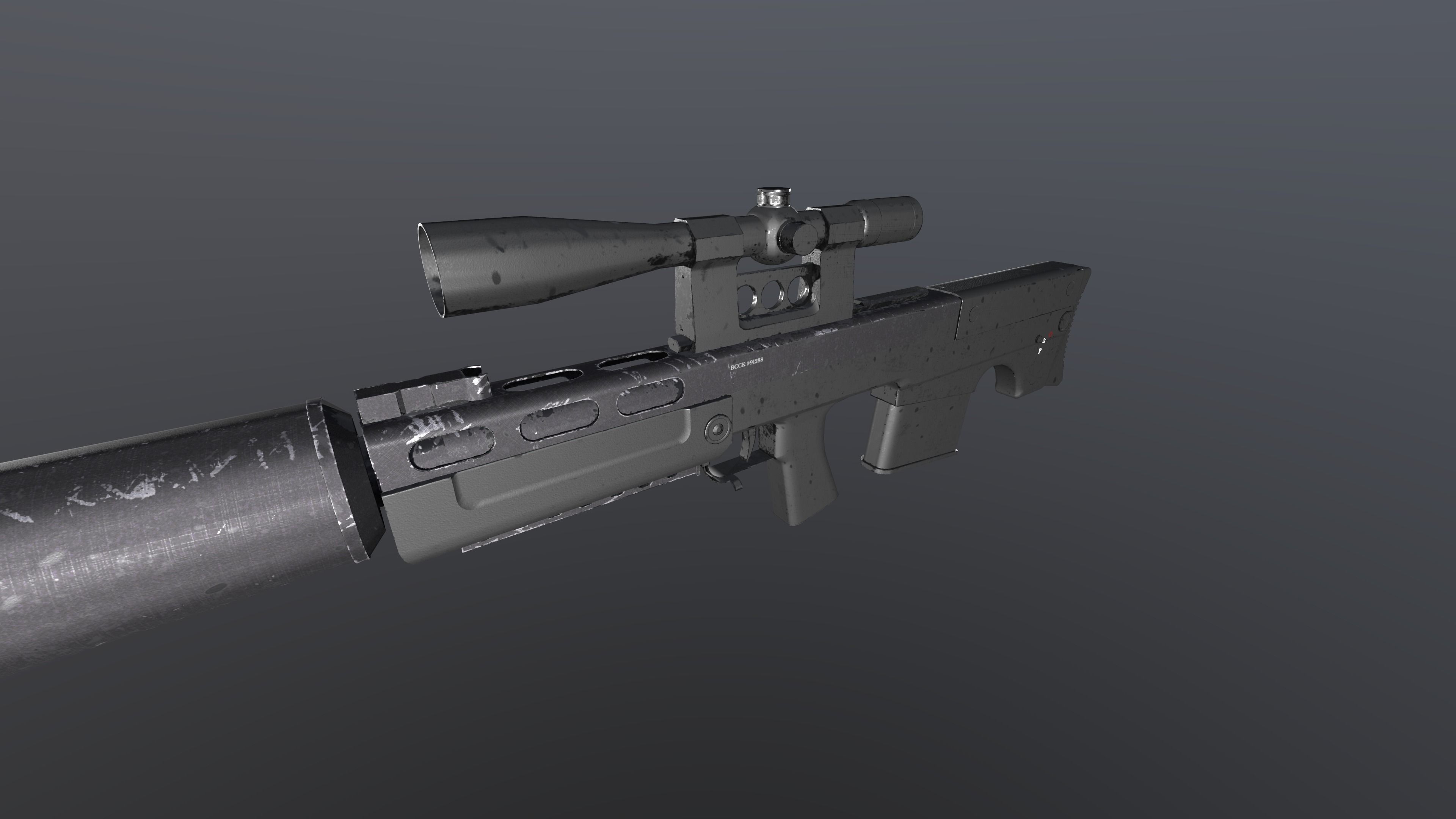 VSSK sniper rifle  Free low-poly 3D model_2