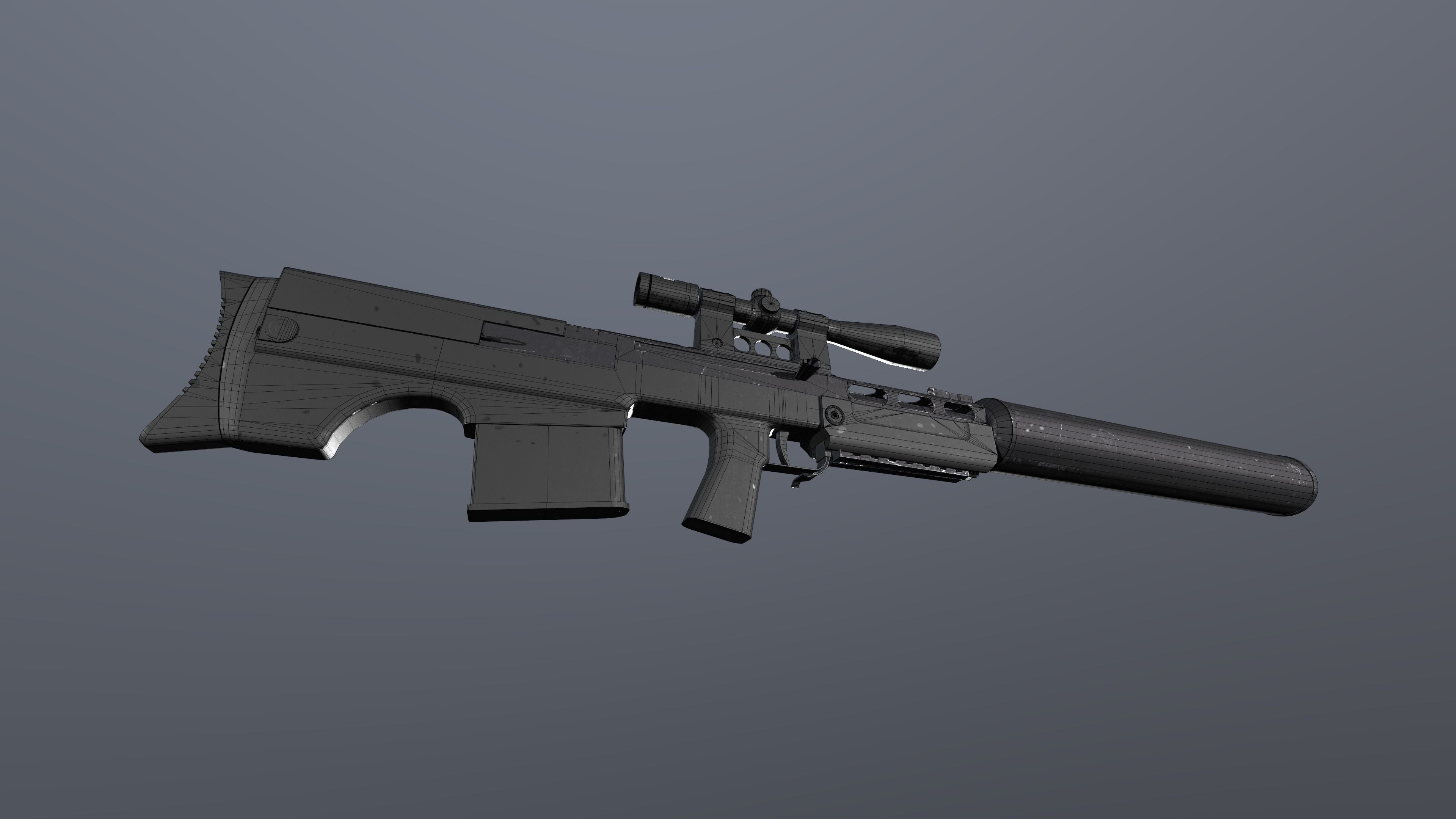 VSSK sniper rifle  Free low-poly 3D model_6