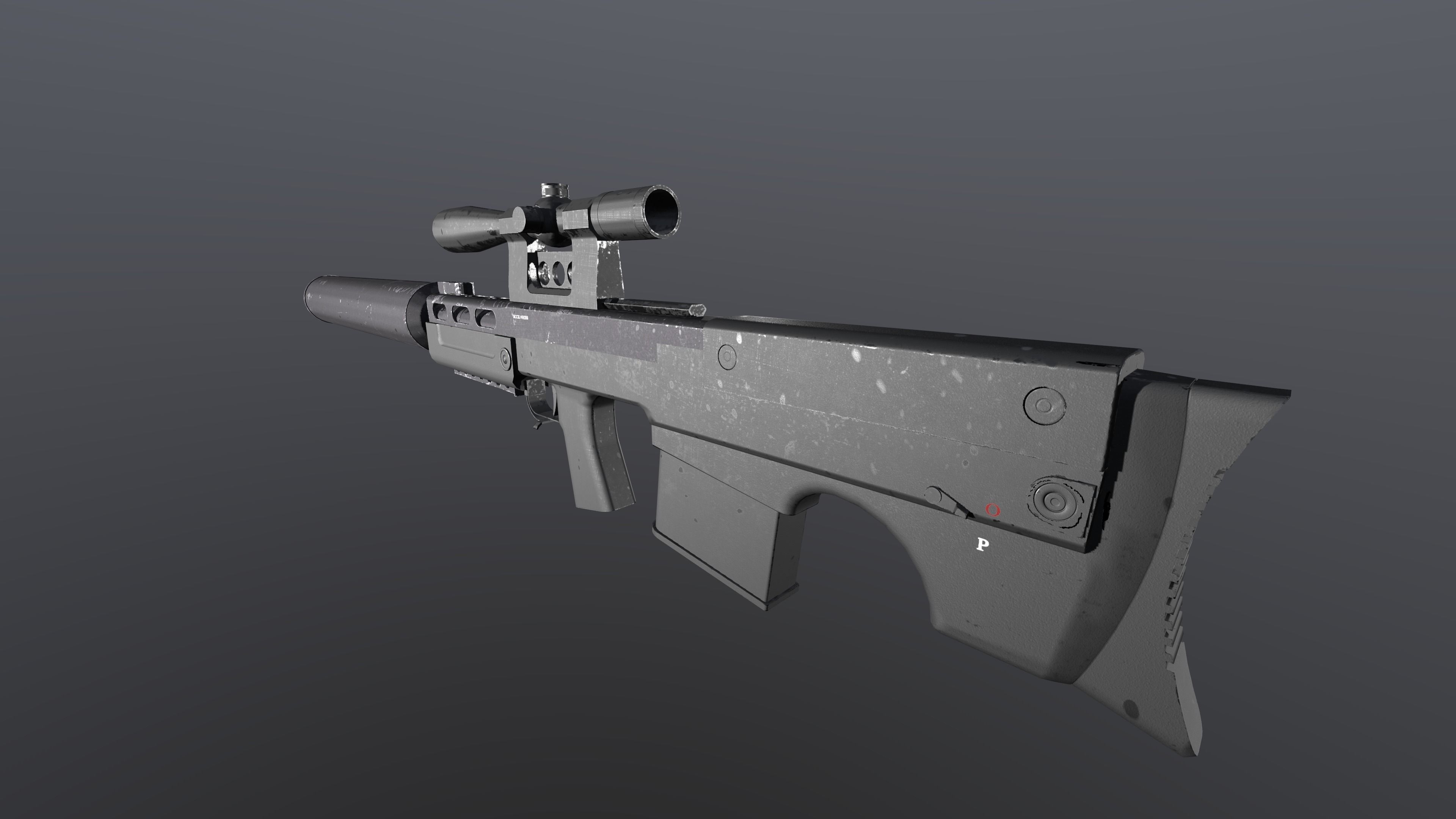 VSSK sniper rifle  Free low-poly 3D model_1