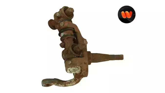 Rusty Wheel Axle Part Raw Scanned