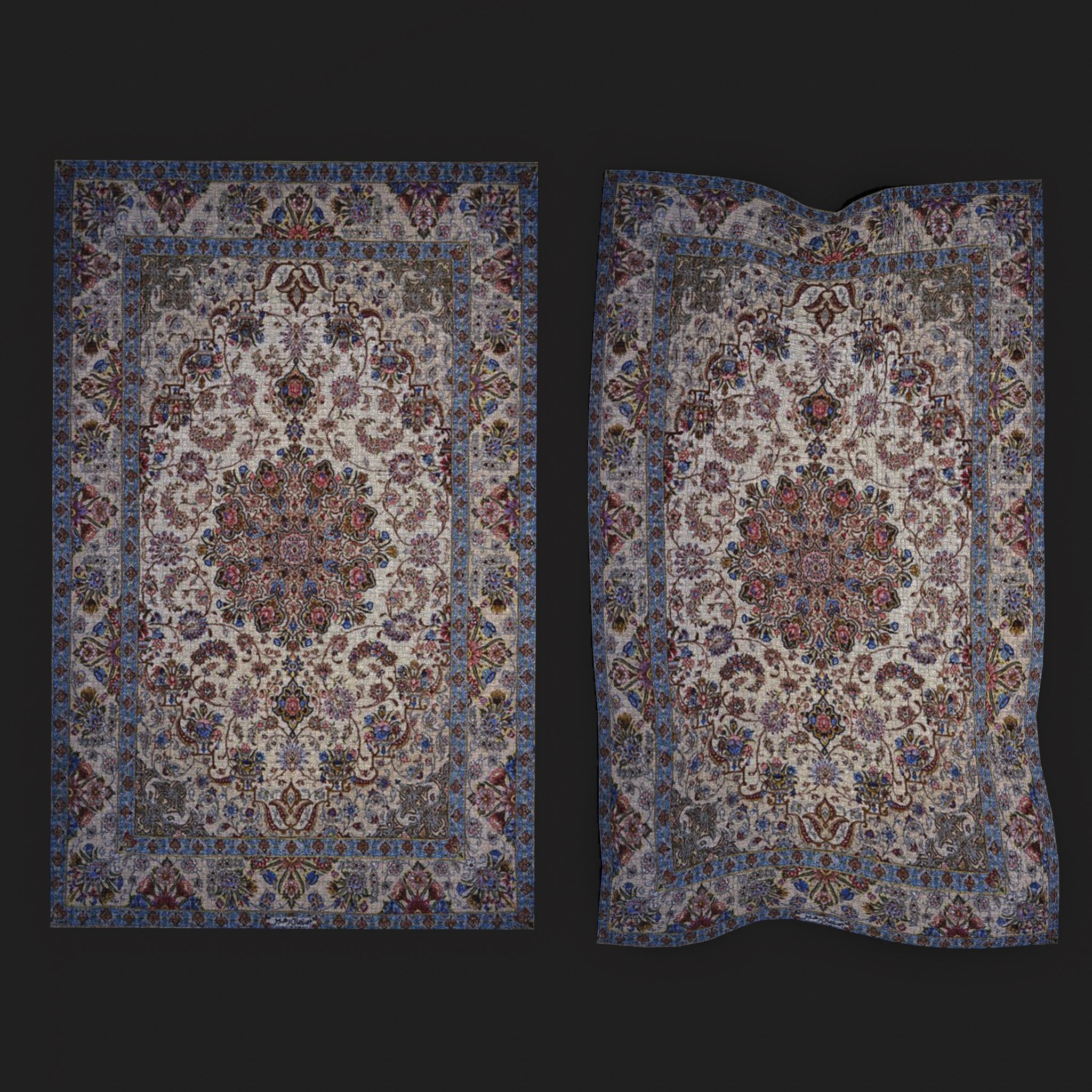 Persian Carpet Design Four Low-poly 3D model_27