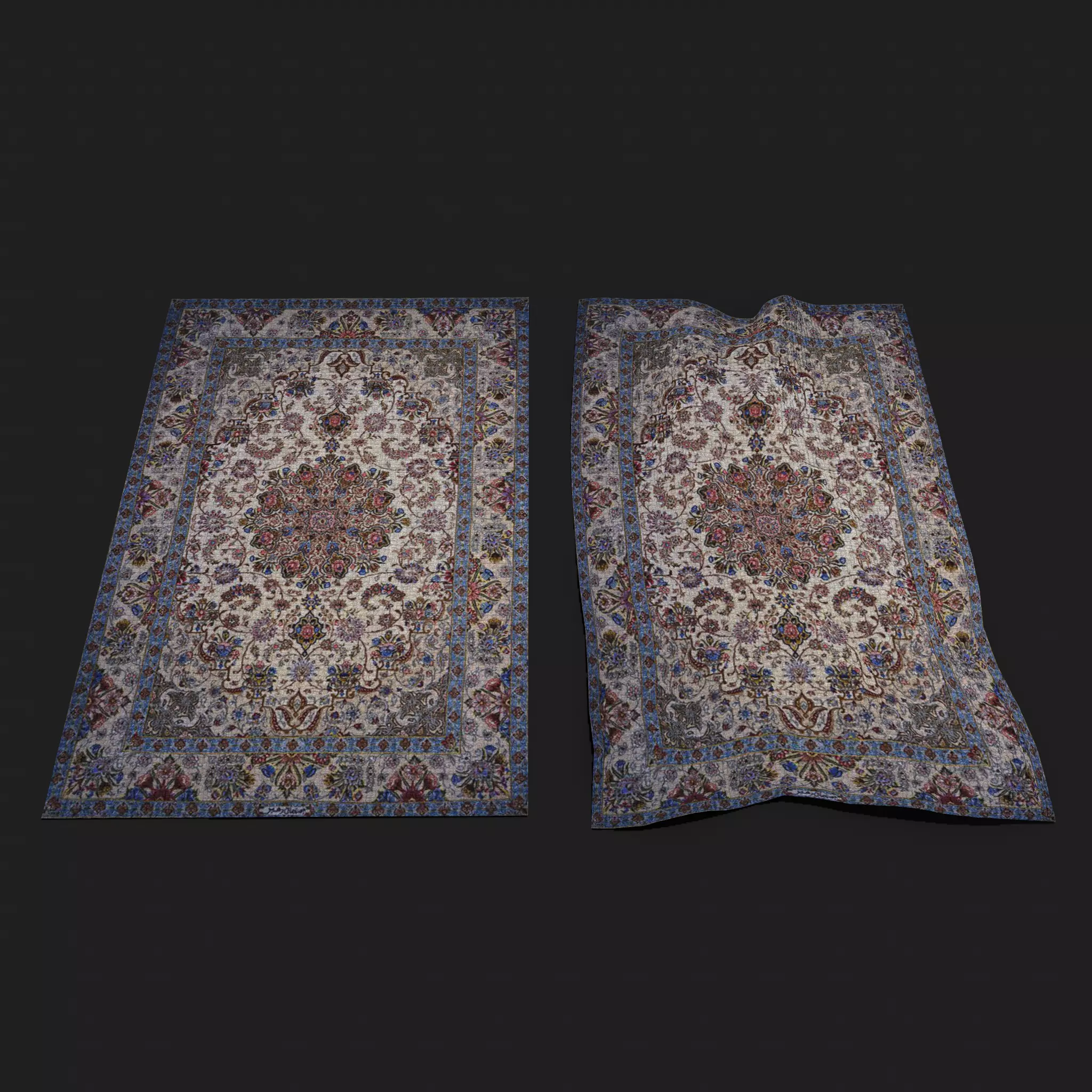 Persian Carpet Design Four Low-poly 3D model_0