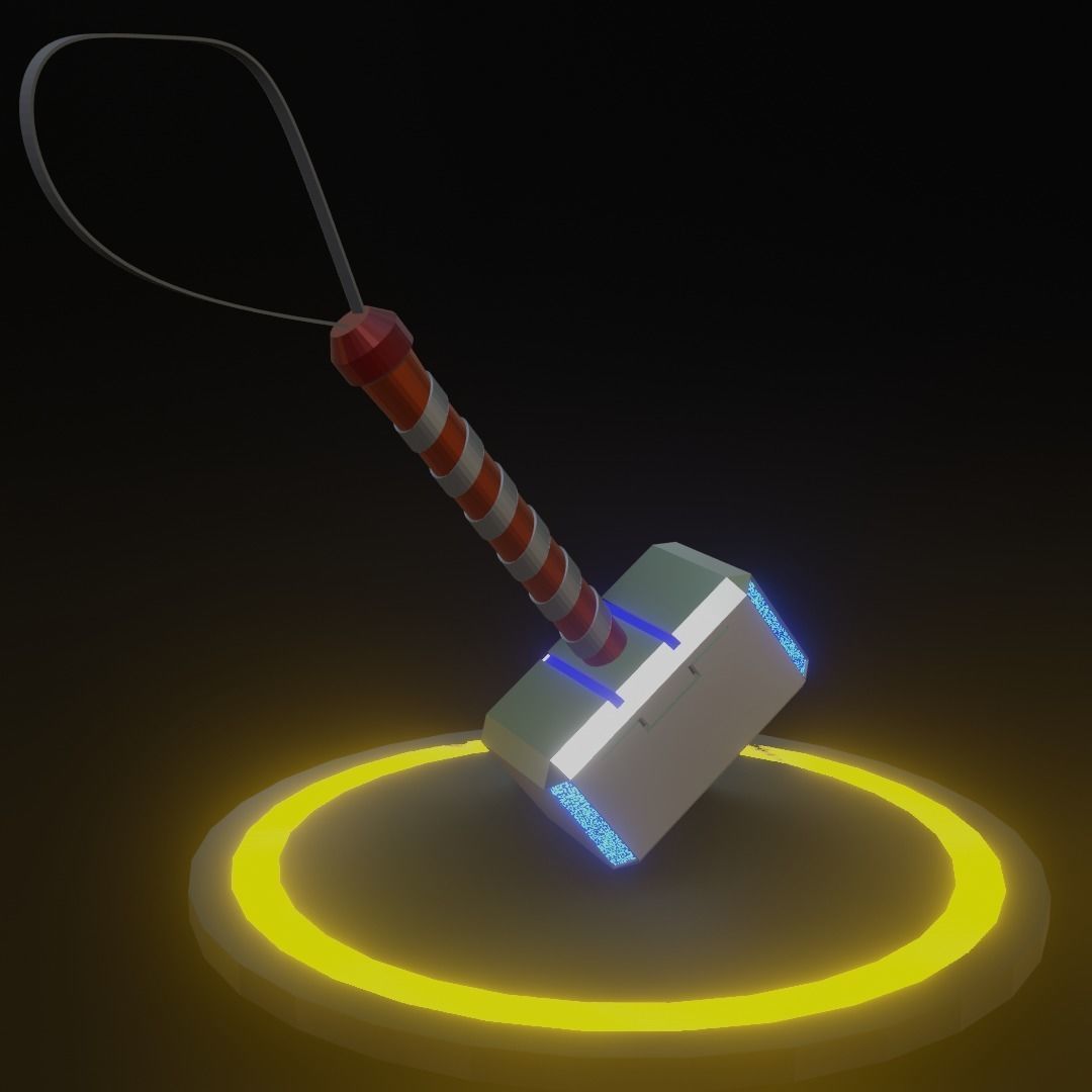 Low Poly Thor Hammer Free 3D model_3