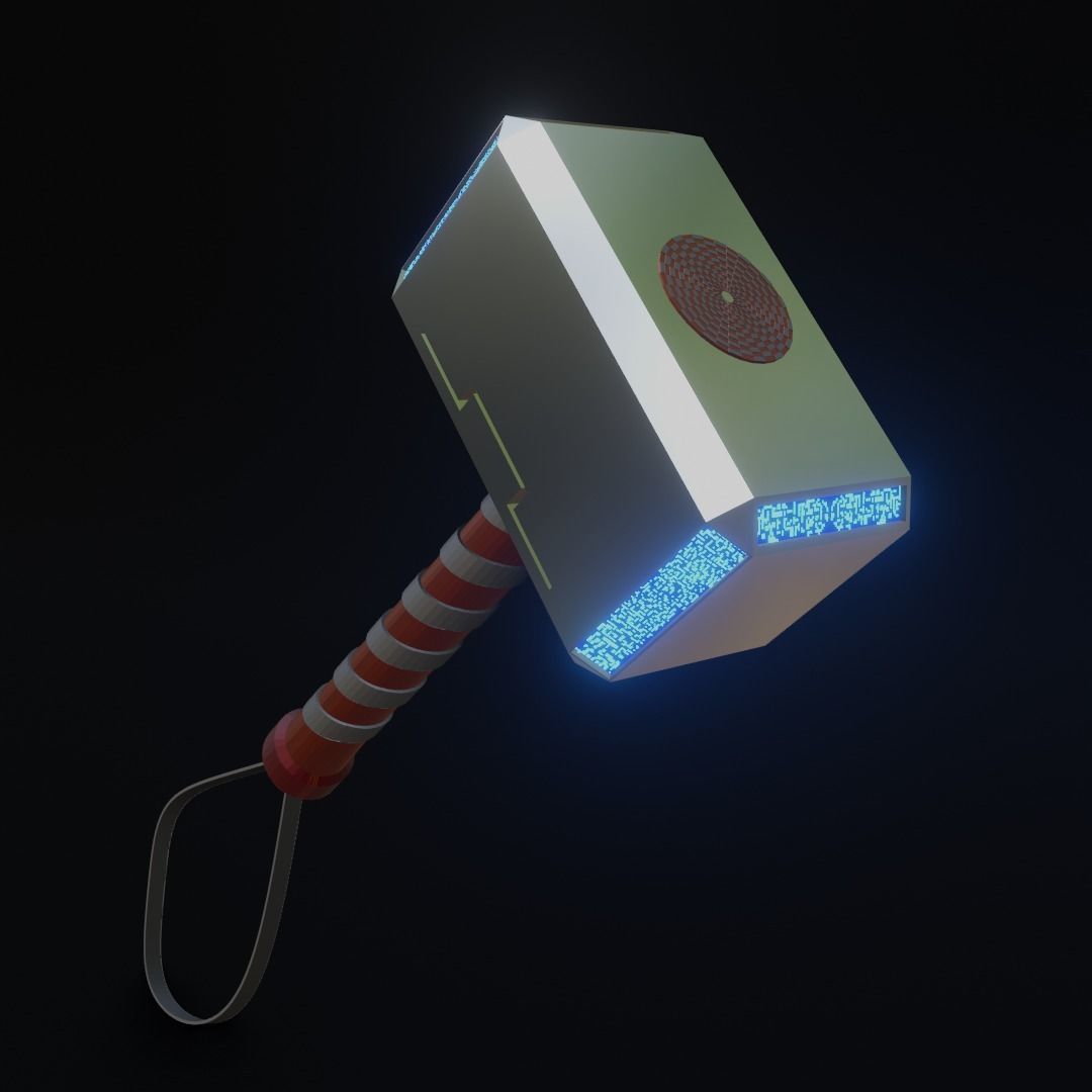 Low Poly Thor Hammer Free 3D model_4