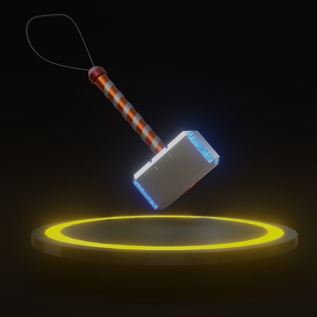 Low Poly Thor Hammer Free 3D model_2