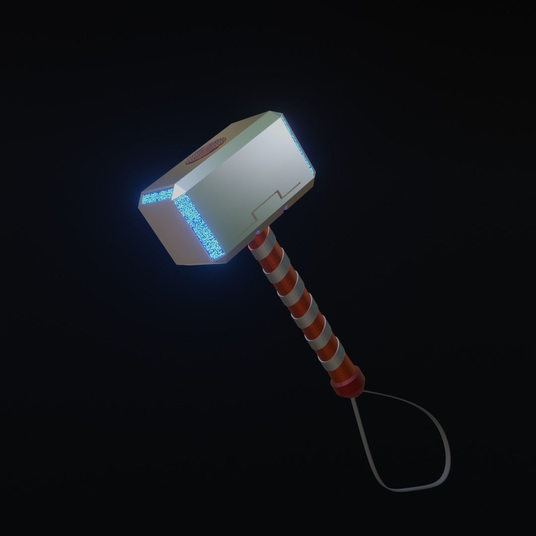 Low Poly Thor Hammer Free 3D model_1