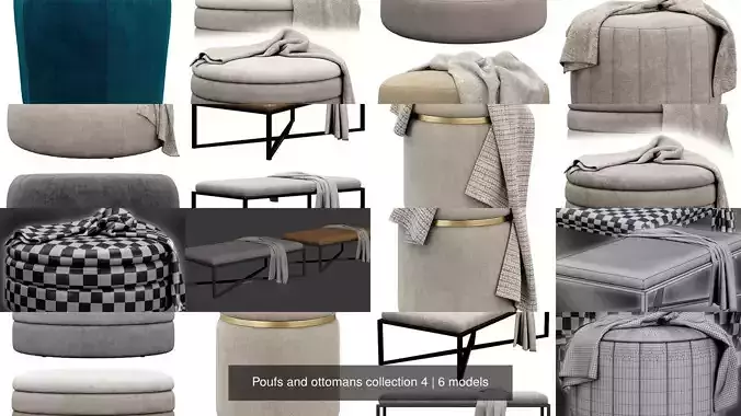 Poufs and ottomans collection 4 3D Model Pack 2