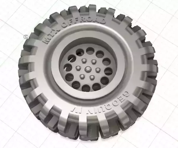 MTX Off-Road Wheel with Tires and Disc Brakes 3D print model