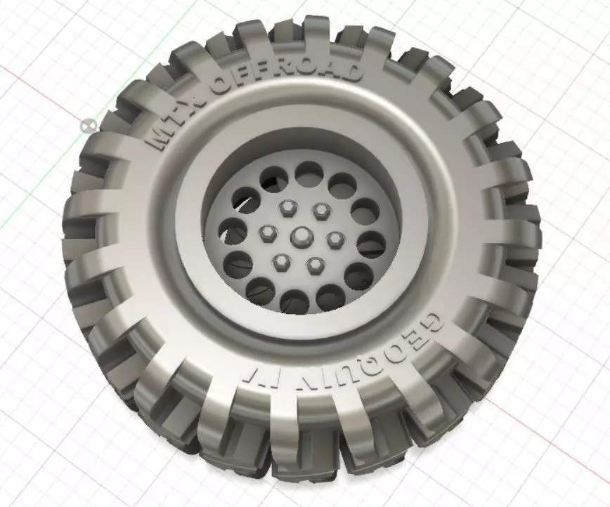 MTX Off-Road Wheel with Tires and Disc Brakes 3D print model