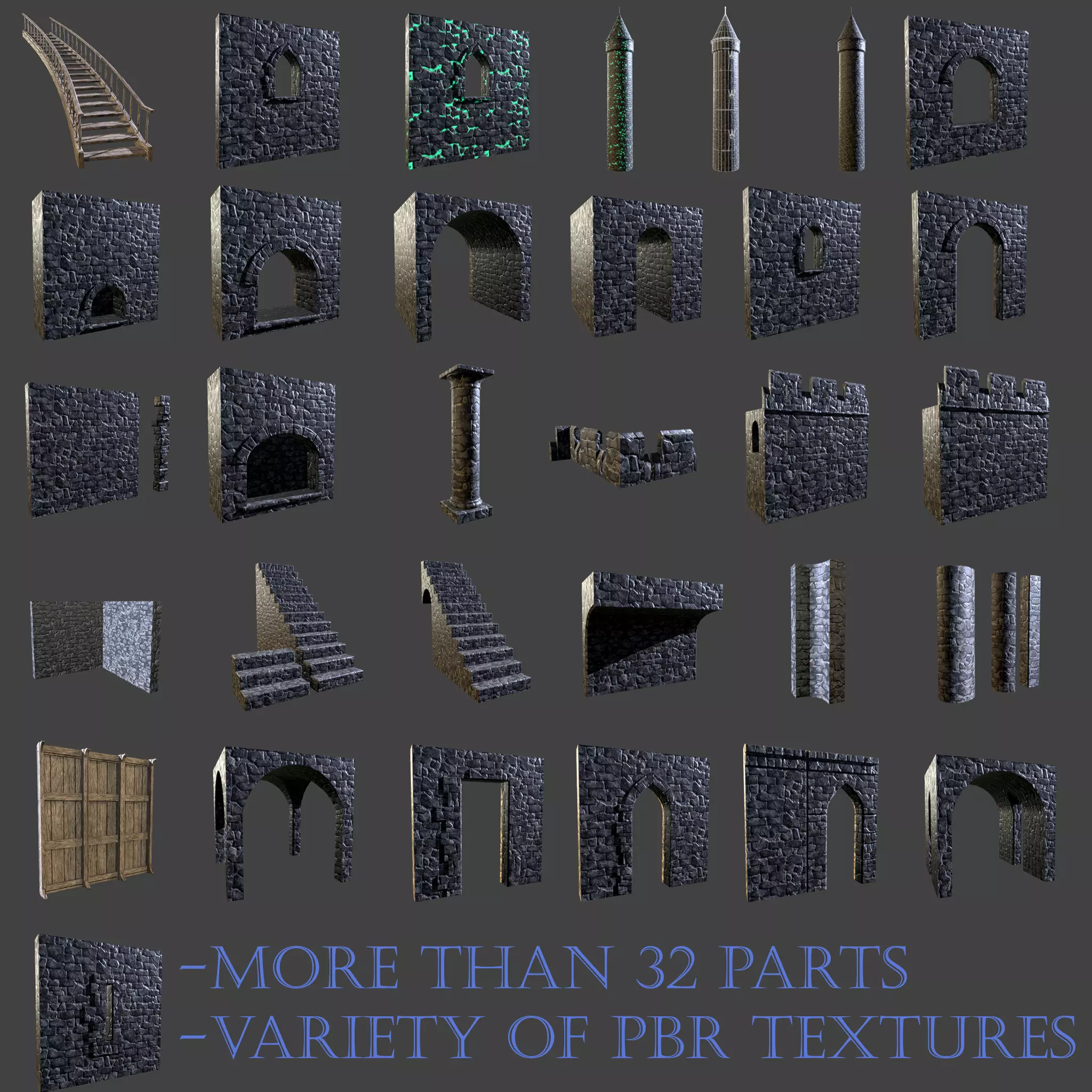 Castle Modular Kit Low-poly 3D model
