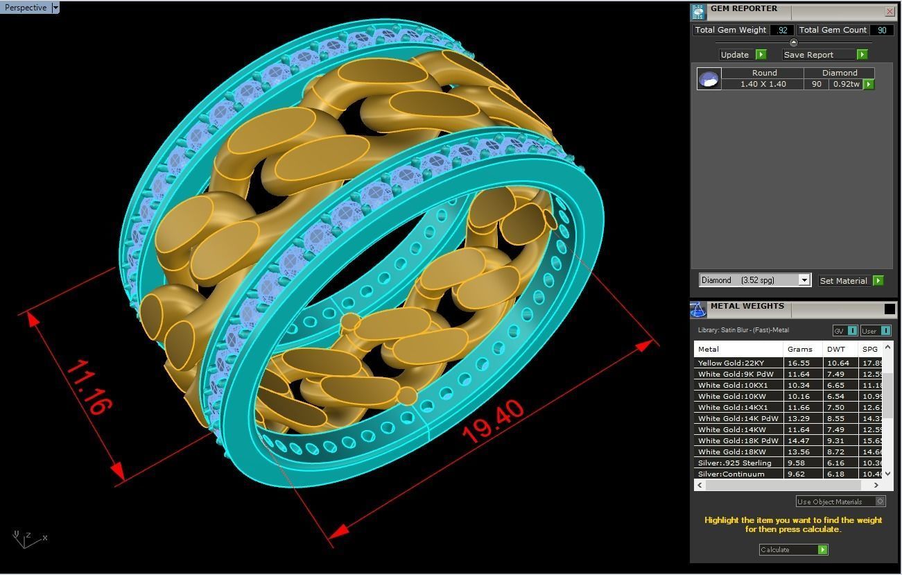 Chain Diamond ring - Miami Cuban ring - N8531 size 9 dot 5 3D print model_9