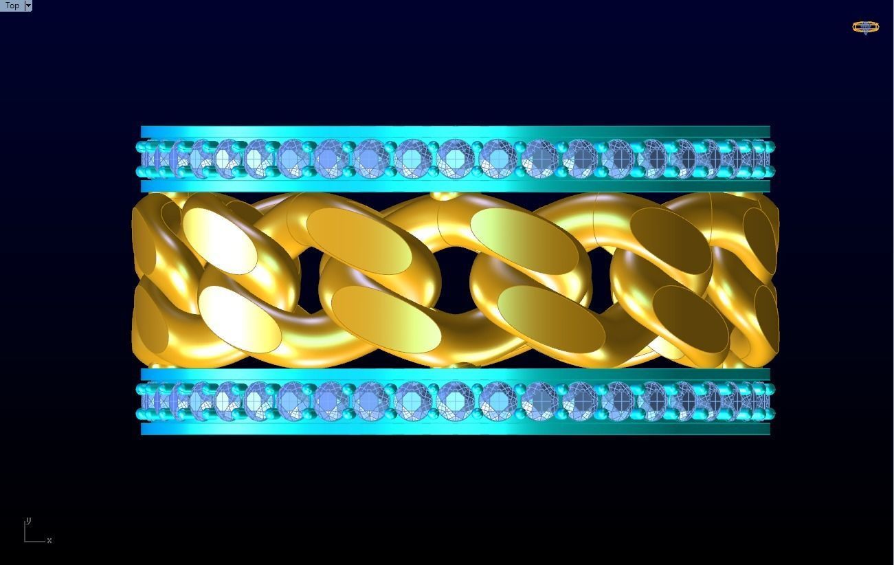 Chain Diamond ring - Miami Cuban ring - N8531 size 9 dot 5 3D print model_14