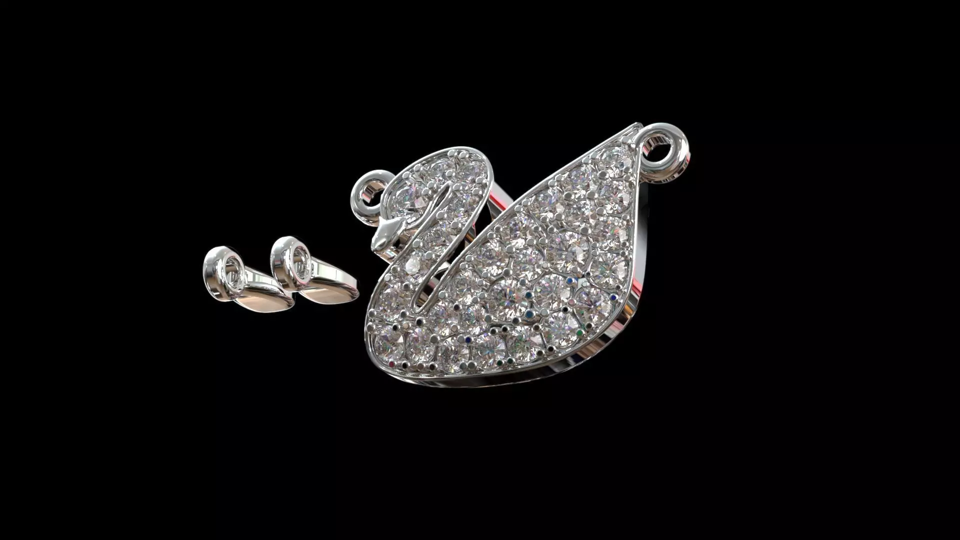 Zukib-0004 - Swan diamond pendant 3D print model