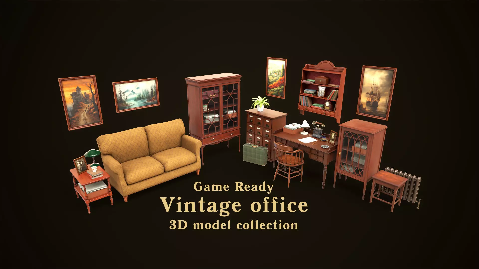 Vintage Office Set 3D Model Pack