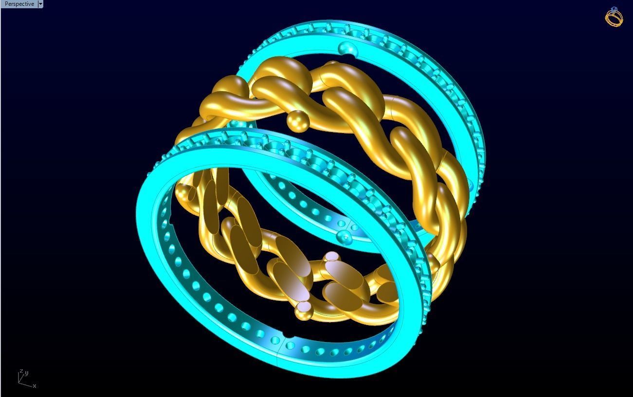 Chain Diamond ring - Miami Cuban ring - N8531A size 9 dot 5 3D print model_11