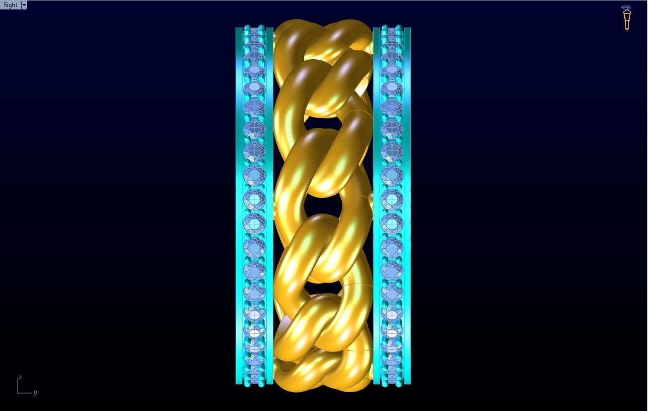 Chain Diamond ring - Miami Cuban ring - N8531A size 9 dot 5 3D print model_15