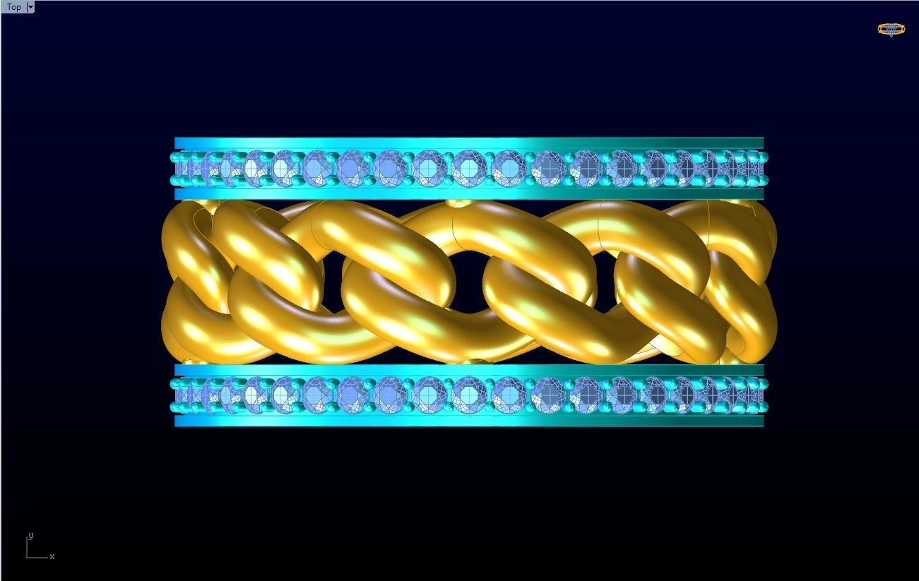 Chain Diamond ring - Miami Cuban ring - N8531A size 9 dot 5 3D print model_14