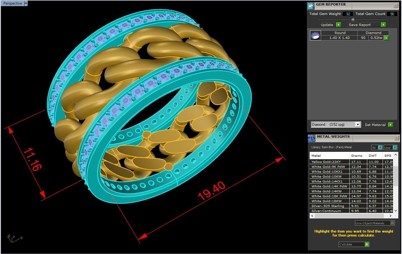 Chain Diamond ring - Miami Cuban ring - N8531A size 9 dot 5 3D print model_10