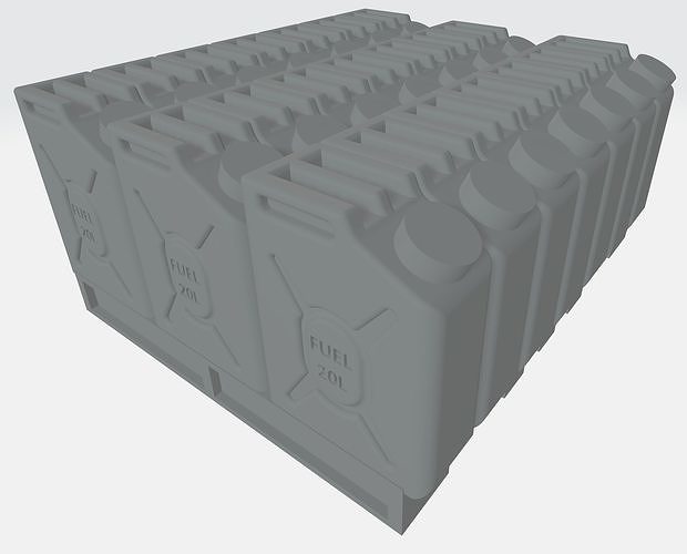 A pallet load of fuel Jerrycans Free 3D print model