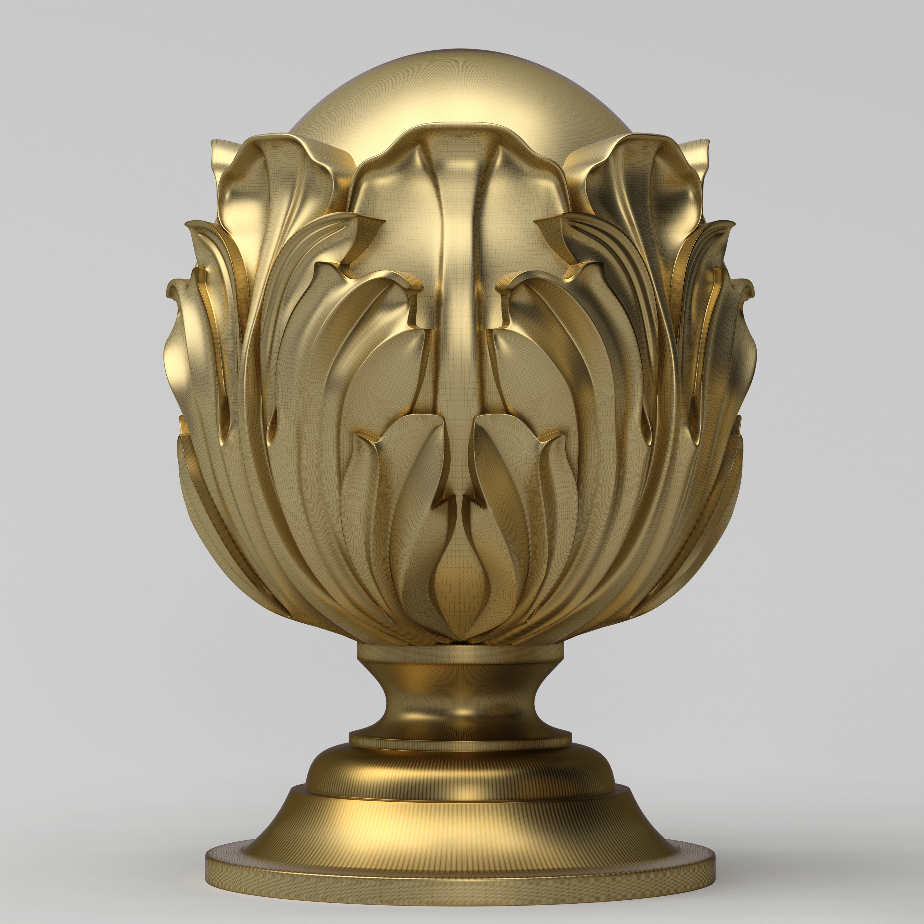 Carved Finial 3D model_8