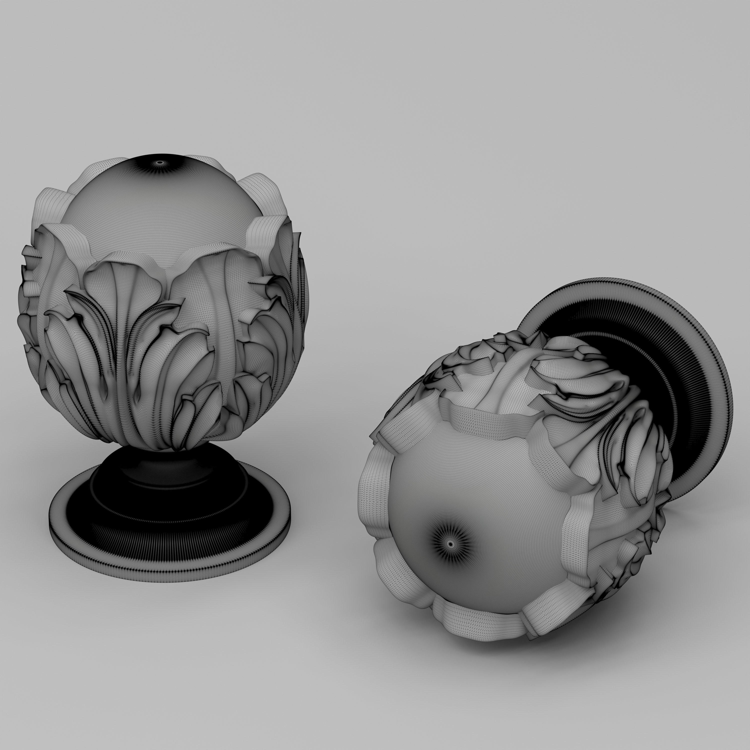 Carved Finial 3D model_7