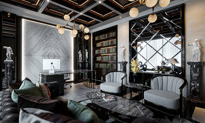 Office Luxury Interior Scene 3D model 2