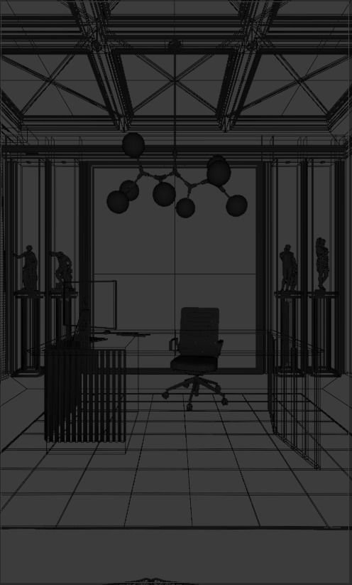 Office Luxury Interior Scene 3D model_5