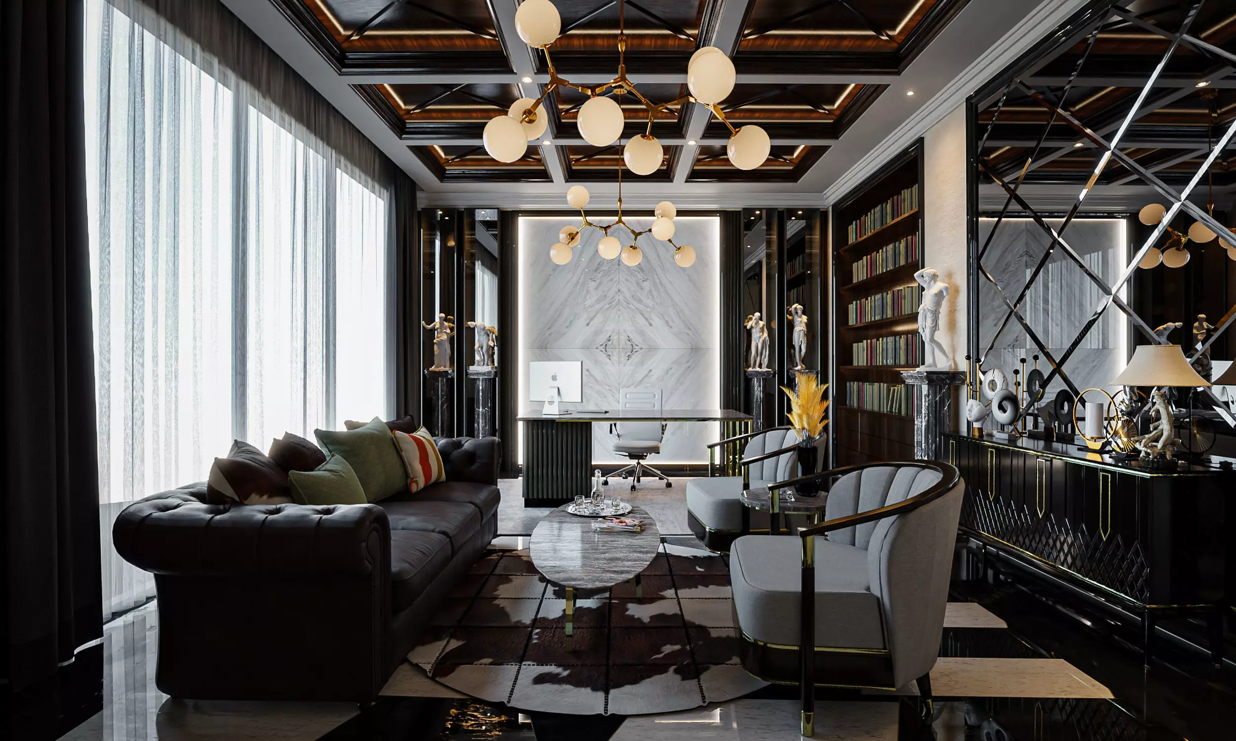 Office Luxury Interior Scene 3D model_0