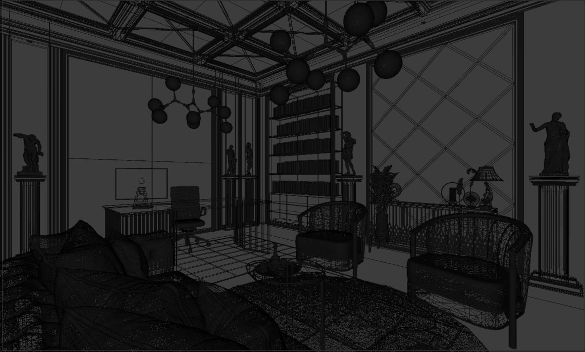 Office Luxury Interior Scene 3D model_8