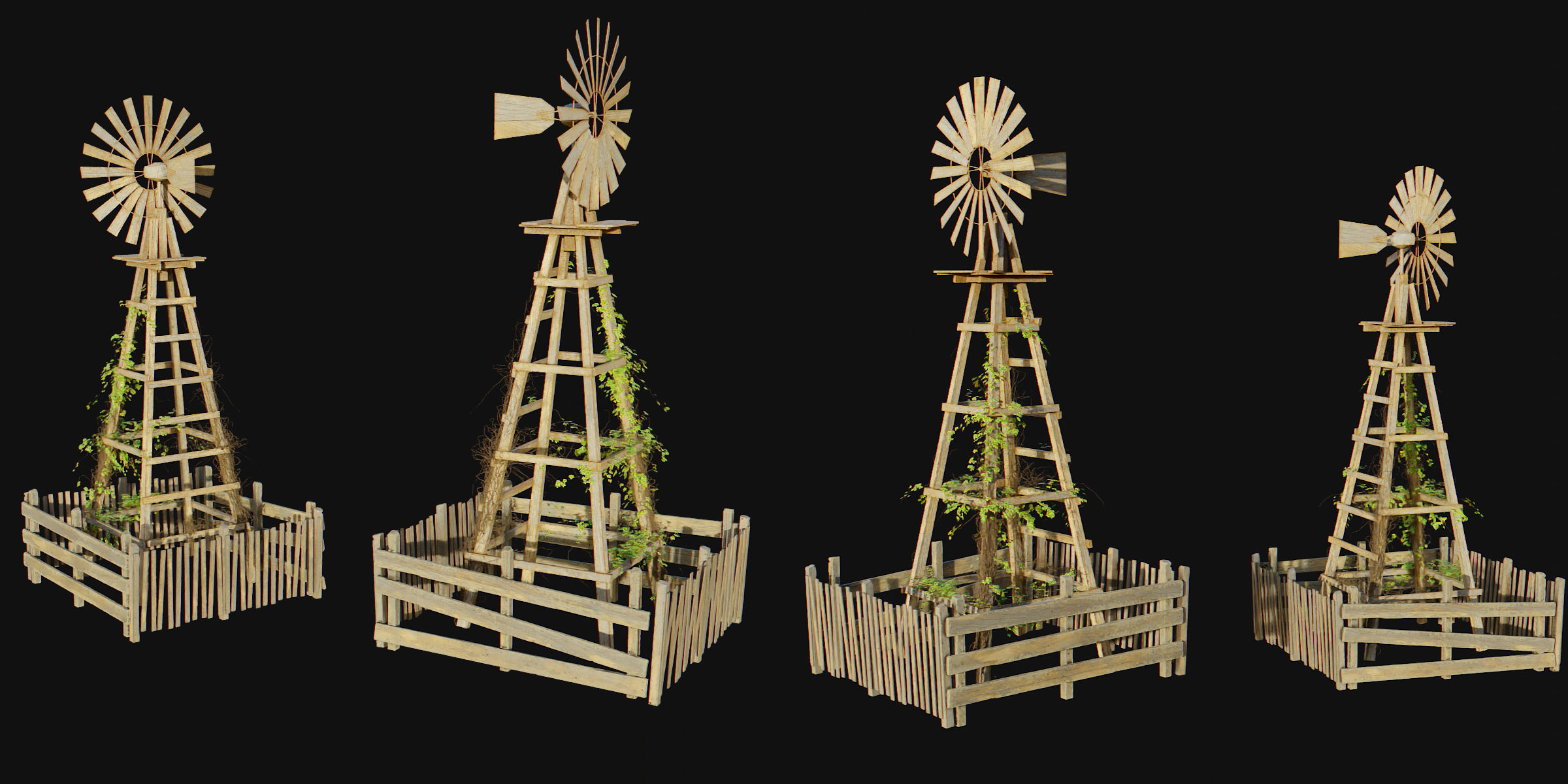 Farm Windmill Low-poly 3D model_1