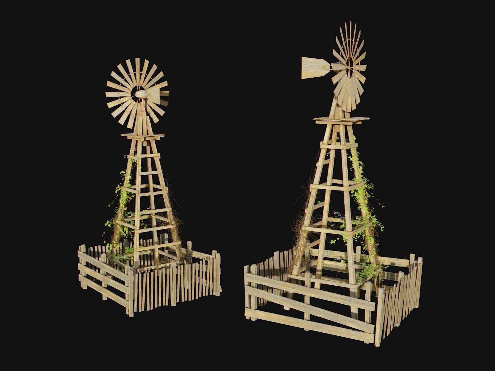 Farm Windmill Low-poly 3D model_2