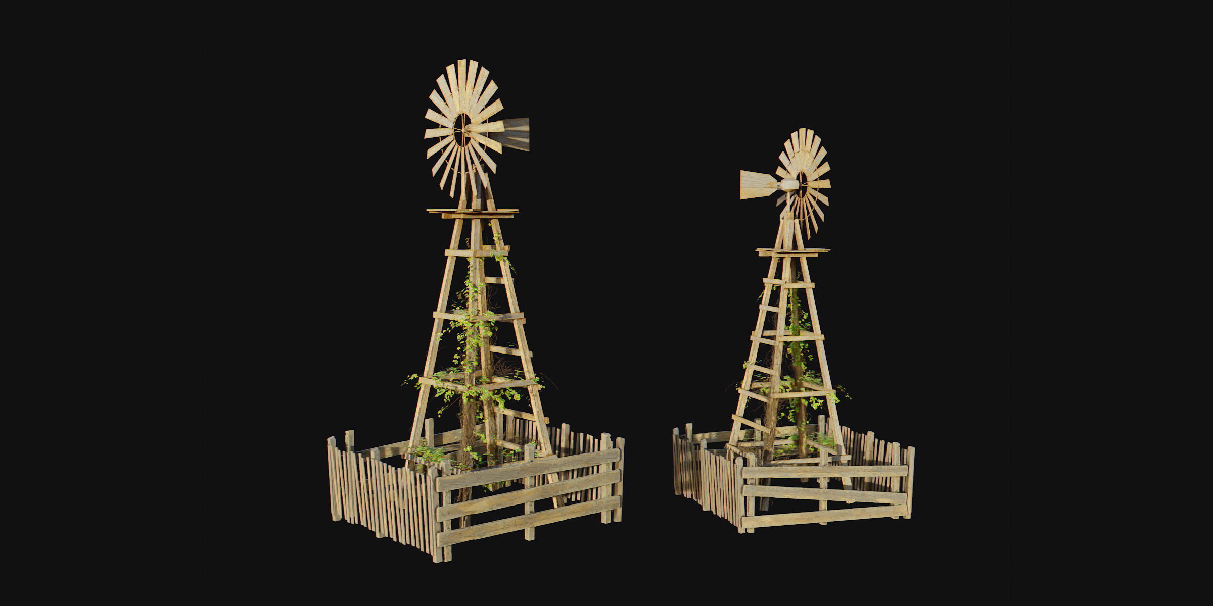 Farm Windmill Low-poly 3D model_9