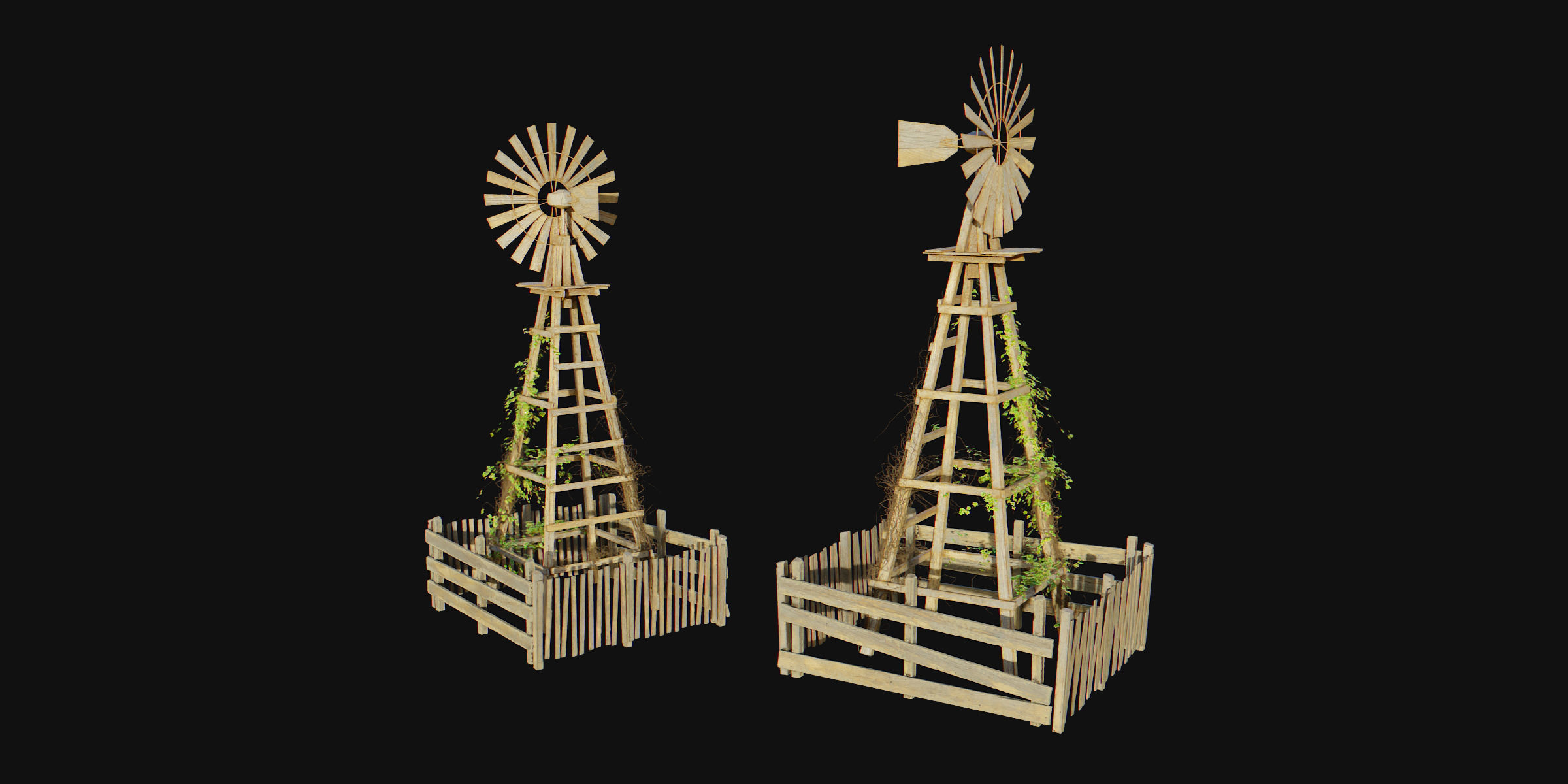 Farm Windmill Low-poly 3D model_7
