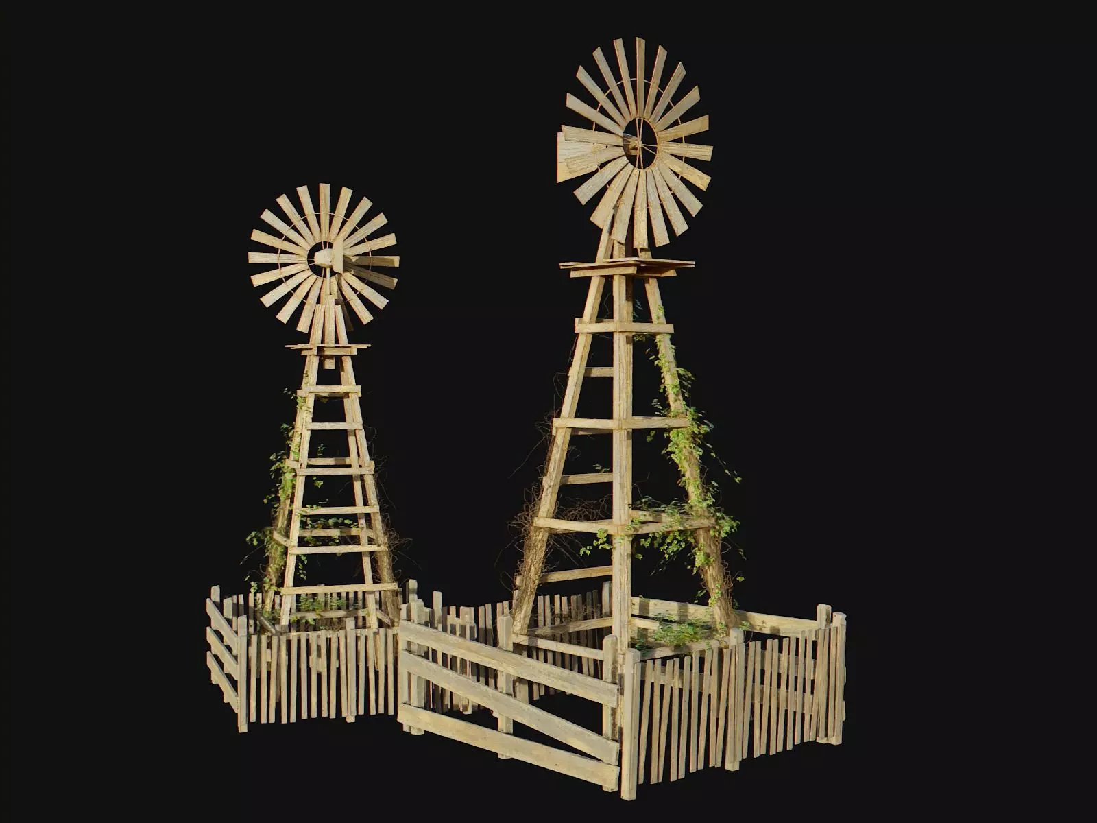 Farm Windmill Low-poly 3D model_0