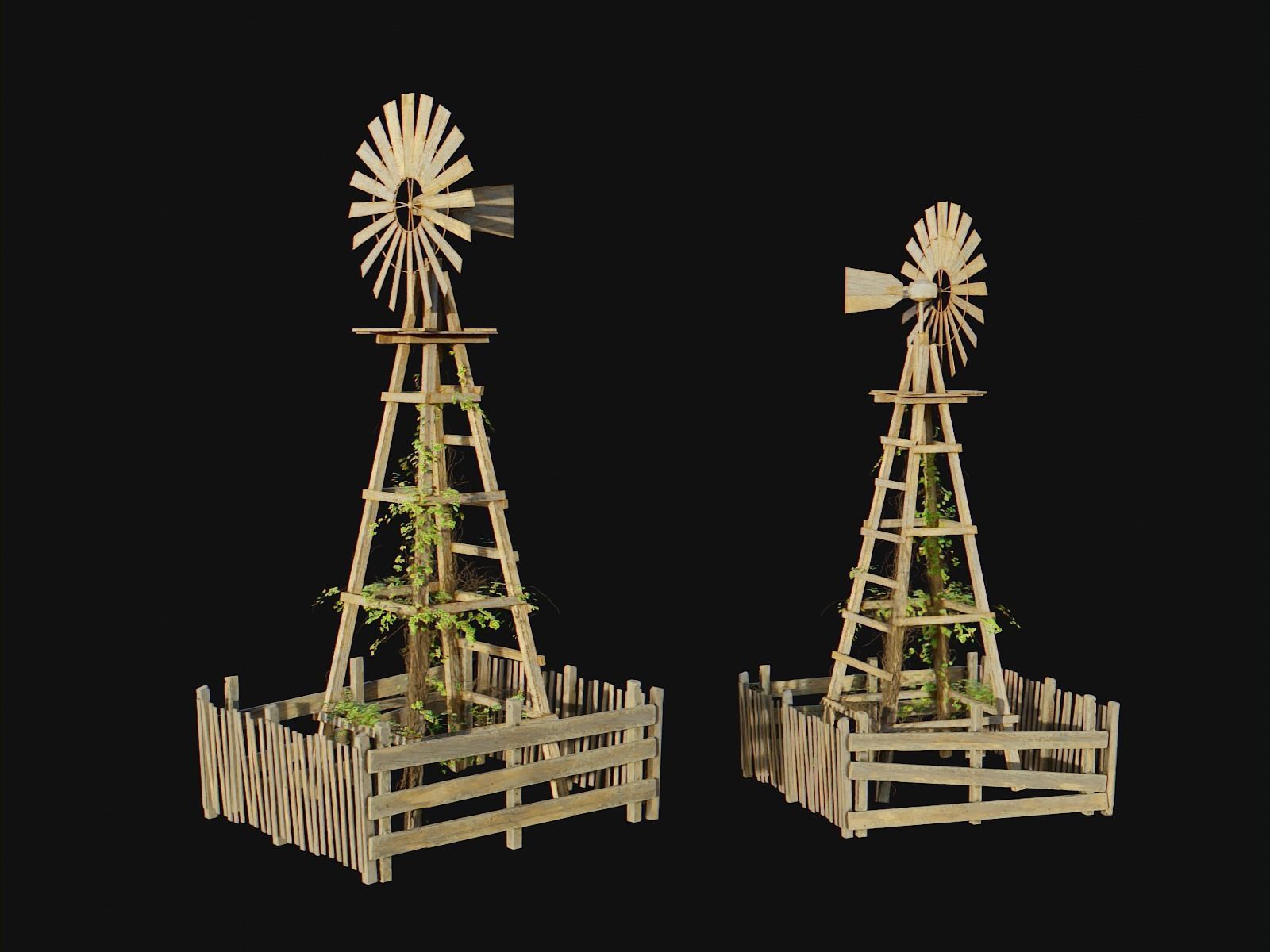 Farm Windmill Low-poly 3D model_3