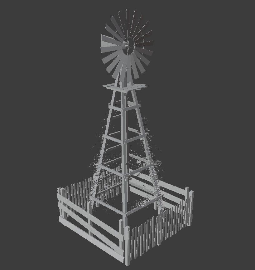 Farm Windmill Low-poly 3D model_5
