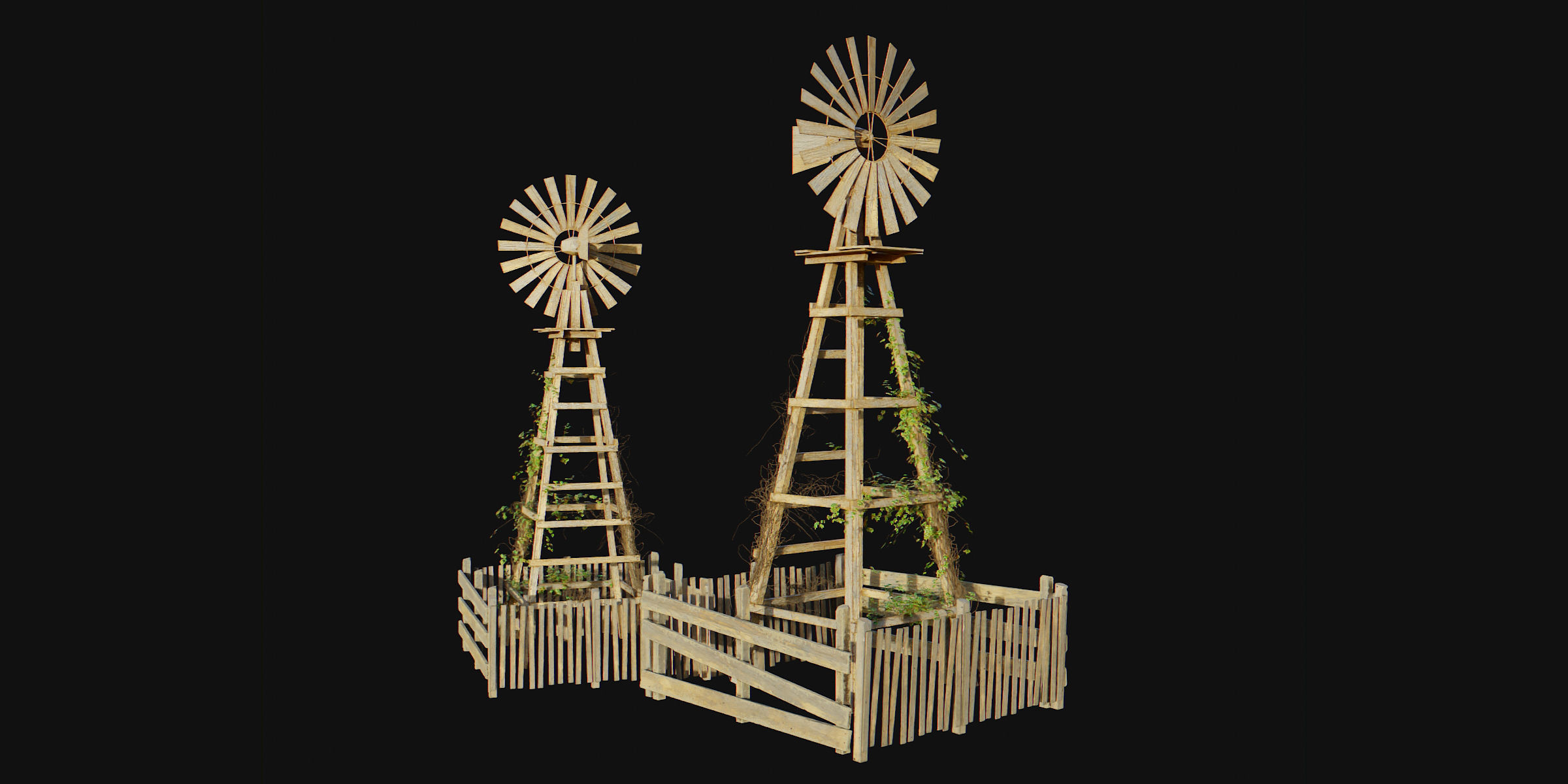 Farm Windmill Low-poly 3D model_8