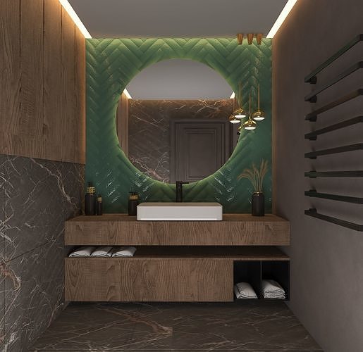 Bathroom cabinet set  Low-poly 3D model