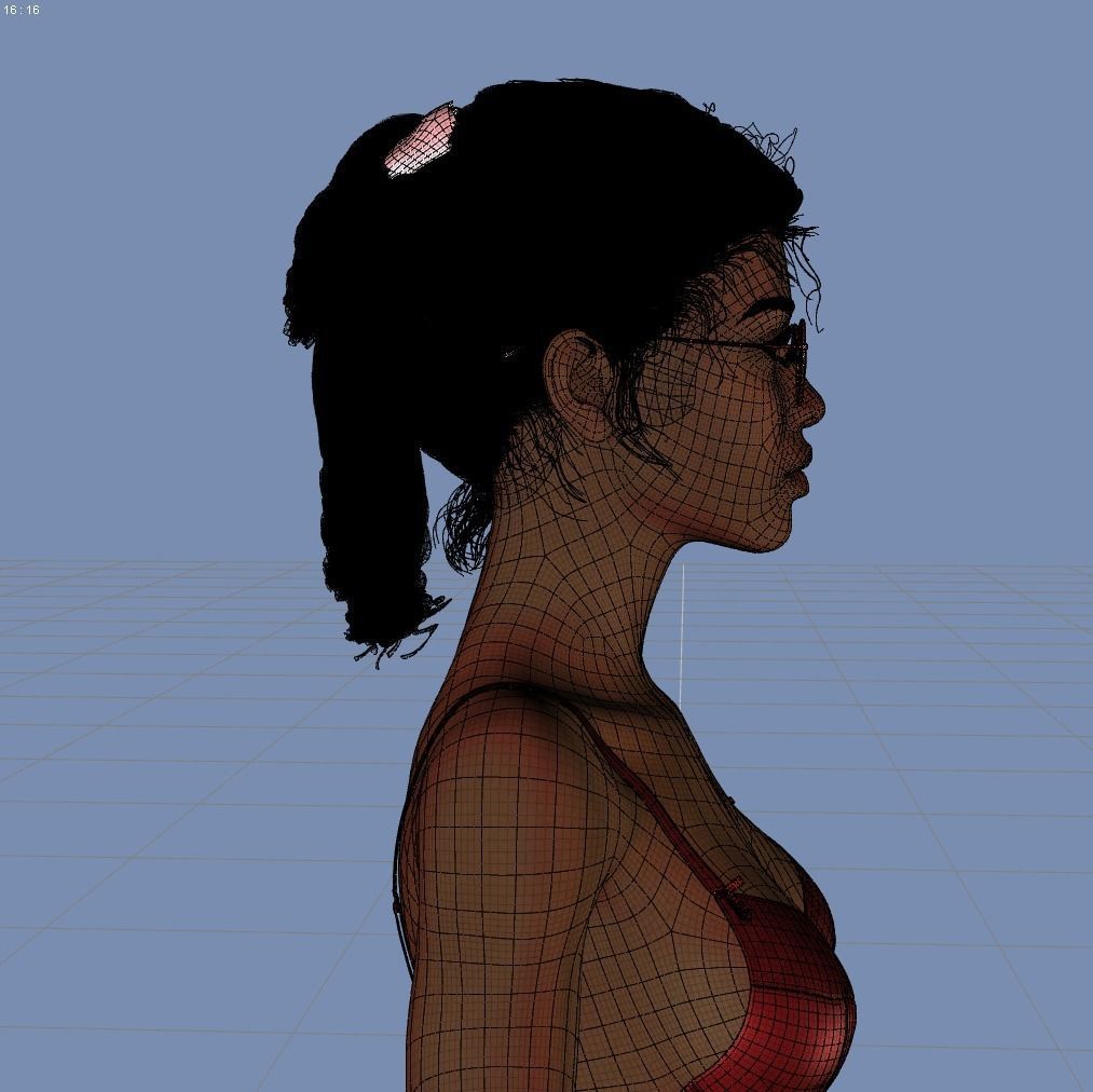 Photo realistic looking Black female Low-poly 3D model_6